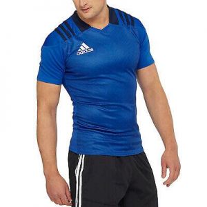    adidas Performance Mens Rugby Training Sports T-Shirt Top Shirt Jersey - Blue