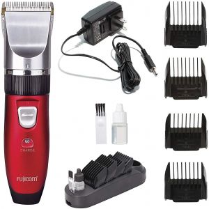 Professional Haircut Beard Trimmer Hair Clippers Beard Grooming Styling Kit 4 Comb Set + 5 Gear Modes + Oil + Cordless Rechargeable Hair Shaver Device & Facial Hair Trimmer - Model FJ-HC100
